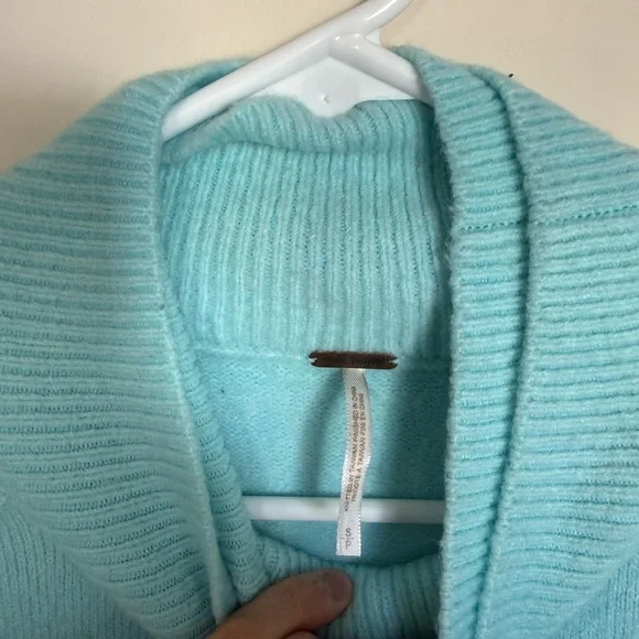 Free People Sky Blue Wool Blend Afterglow Mock Neck Pullover Sweater Size Small - Picture 5 of 8